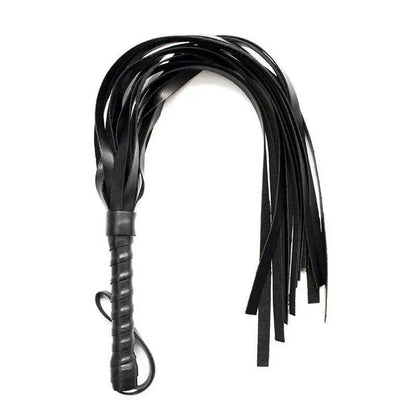 Leather BDSM bondage whip with multiple strands for fetish spanking and adult games.
