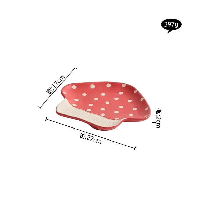 Mushroom Ceramic Tableware Mushroom Rice Bowl Noodles Bowl Soup Pot Flat Plate Sushi Plate Mushroom Mug Spoon Kitchen Tableware Good Vibrations