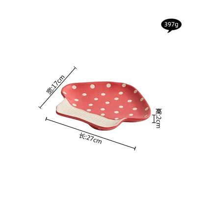 Mushroom Ceramic Tableware Mushroom Rice Bowl Noodles Bowl Soup Pot Flat Plate Sushi Plate Mushroom Mug Spoon Kitchen Tableware Good Vibrations