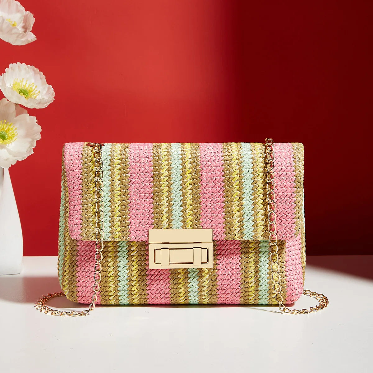 Crossbody Bag for Women Chain Strap Banquet Stylish Accessory Shoulder Bag for Day-to-Night Outfits Good Vibrations
