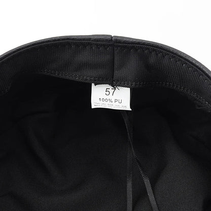 Women's Trendy Beret Black Pu Leather Flat Top Captain Military Caps Women's Accessories Good Vibrations