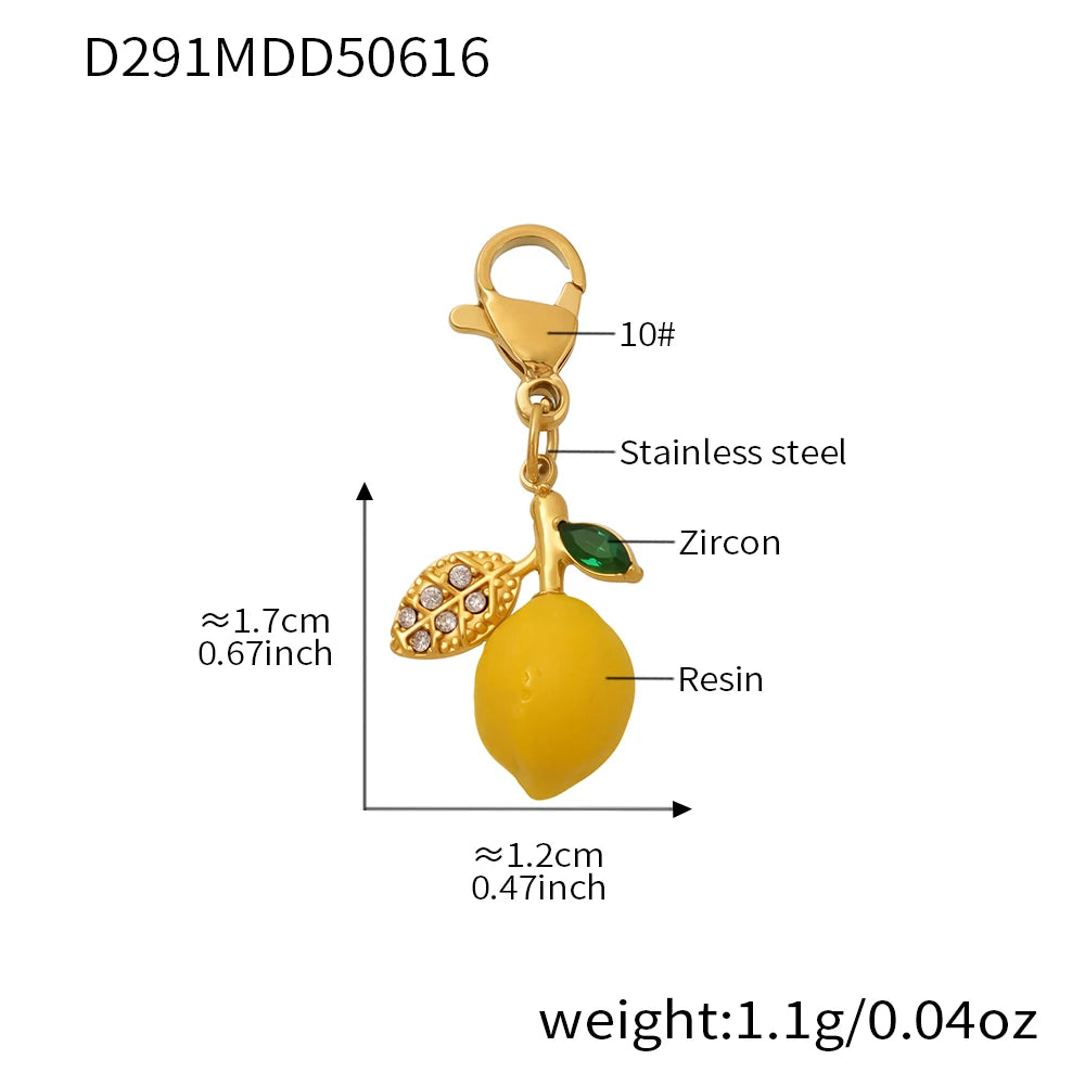 Nivora Resin Fruit Lemon Pendant Necklace For Women Imitation Pearl Stainless Steel Zircon Handmade Strand Beads Choker Jewelry Good Vibrations