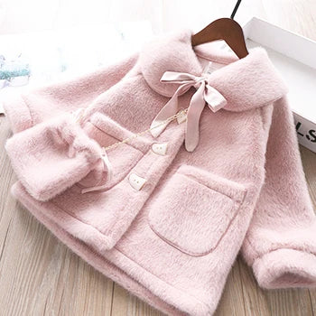 3 4 6 8 10 Years Girls Jacket Autumn Winter Warm Faux Fur Coat For Girls Christmas Princess Outwear Cute Plush Children Clothing Good Vibrations