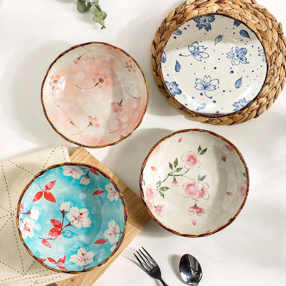 Ceramic Plates, Japanese Ddishes, Home Tableware, Creative Round Dishes, Dinner Plates, High-quality Deep Plates Good Vibrations