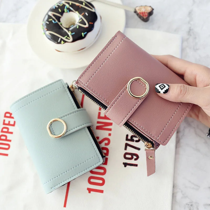 New Fashion Short Women's Wallet Zipper Card Holder Cute Female Coin Purse High Quality PU Wallets For Girls Good Vibrations