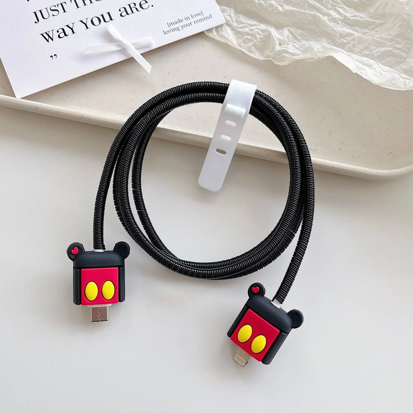 New Cartoon Charger Cable Protector for IPhone 15 14 13 12 18W 20W Charger Protection Cover Stitch Data Line Winder Protective Good Vibrations