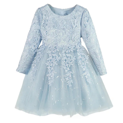 Fashion Flower Girl Dresses for Weddings Lace Long Sleeve Children Bridesmaid Dresses Spring Autumn Girls Party Dress 3-12 Years Good Vibrations