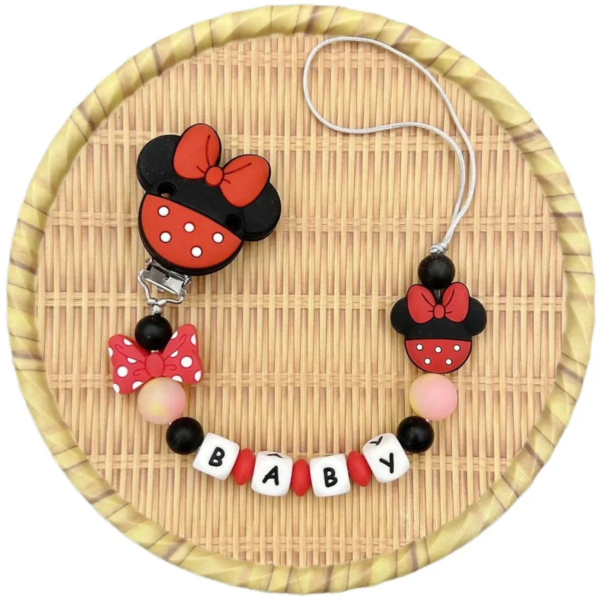 Customized Letters Name Baby Cartoon Silicone Luminous Beads Pendant Pacifier Clips Chains Holder Teether Baby Kawaii Toy Gifts Good Vibrations