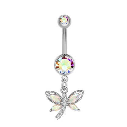 Dainsty Dangled Belly Button Rings Surgical Steel 14G Bar Navel Piercing Ring Crystal CZ Bee Flower Heart Belly Ring Ear Jewelry Good Vibrations Adult Super Store