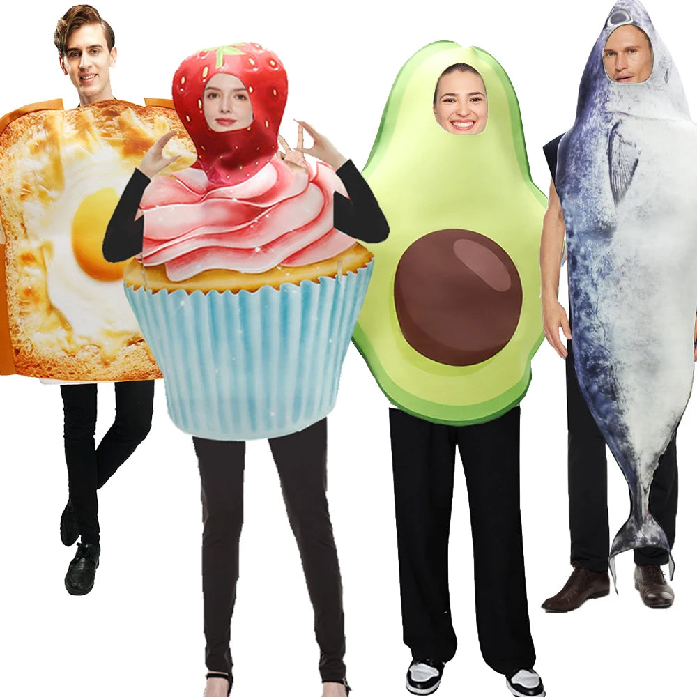 Unisex Women Men Hot Dog Baguette Chili Cupcake Tuna Croissant Potato Pizza Donut Fancy Dress Up Adult Couple Halloween Costume Good Vibrations