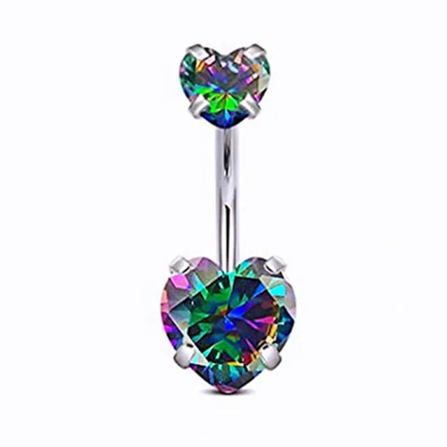 Dainsty Dangled Belly Button Rings Surgical Steel 14G Bar Navel Piercing Ring Crystal CZ Bee Flower Heart Belly Ring Ear Jewelry Good Vibrations Adult Super Store