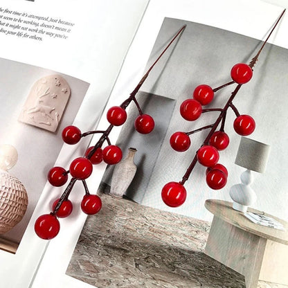 Christmas Decoration Red Berries Artificial Foam Black White Berry Flower Branches DIY Wreath Xmas Tree Wedding Party Home Decor Good Vibrations