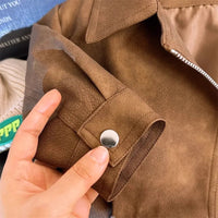 2 3 4 5 6 8 Years Girls Jacket Spring Autumn New Fashion Artificial Leather Coat For Kids Leisure Stain Resistant Outerwear Good Vibrations