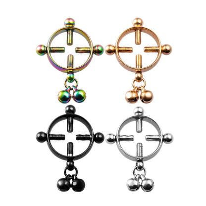 2PCS Screw Bell Pendant Fake Nipple Ring Women Stainless Steel Fashion Piercing Jewelry Body Jewelry Round Nipple Piercings Bar Good Vibrations