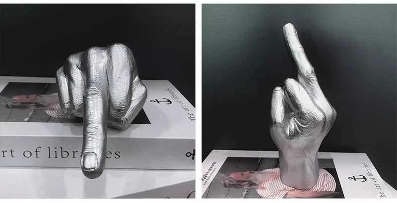 Desk Ornaments Of Middle Finger Statue Upright Middle Finger Arts Crafts Desktop Gesture Figurine Sculpture Living Room Dec Good Vibrations