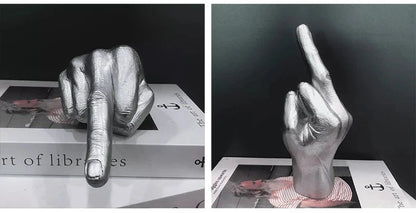 Desk Ornaments Of Middle Finger Statue Upright Middle Finger Arts Crafts Desktop Gesture Figurine Sculpture Living Room Dec Good Vibrations