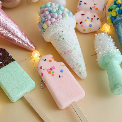 2025 Creative Christmas Hanging Cute Ice Cream Pendant Navidad 2026 Christmas Decor Xmas Tree Decor New Year Gift Toys Good Vibrations