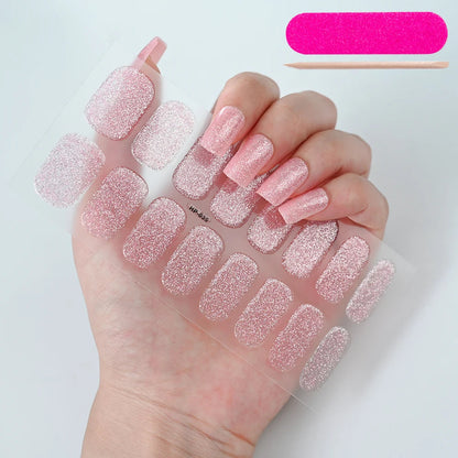 UV Semi-Cured Gel Nail Wraps Stickers Strips French Long Lasting Full Cover LED Gel Semi Cured Nail Sliders For Nail Extension & Good Vibrations