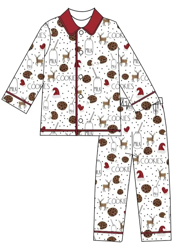 Boutique Children Candy Gifts Cookies Pajamas Sets Kids Christmas Pjamas Button Boys Girls Sleepwear Outfits Good Vibrations
