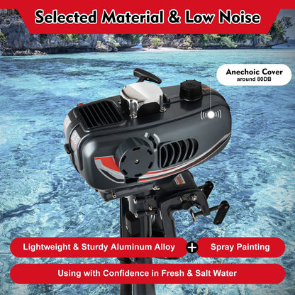 gasoline outboard motor 3.5hp Power 5000rpm Speed 1.3L Tank 35:1 Fuel Ratio Suitable for Fishing Boats Speedboats Small Boats Good Vibrations