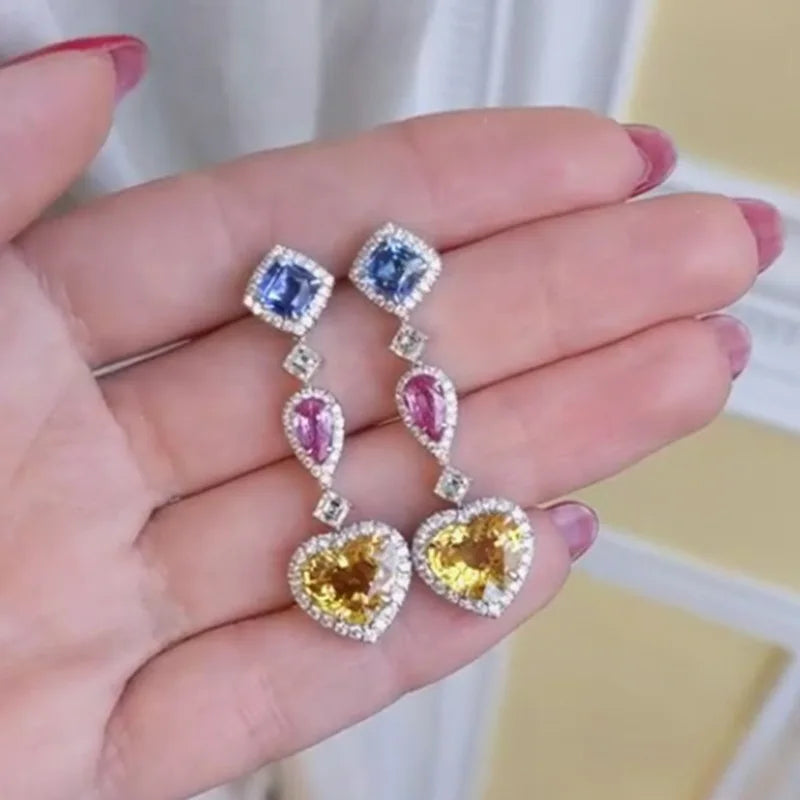 2026 Fashion Bright Yellow Crystal Earrings Female Engagement Party Jewelry Temperament Women Wedding Ceremony Accessories Good Vibrations