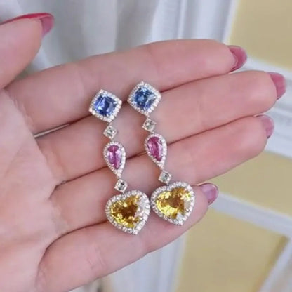 2026 Fashion Bright Yellow Crystal Earrings Female Engagement Party Jewelry Temperament Women Wedding Ceremony Accessories Good Vibrations