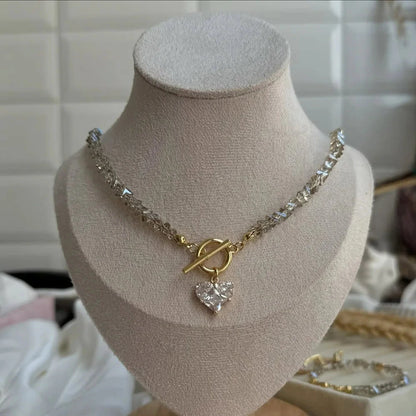 Big CCB Ball Beaded Chain With Heart Beads Pendant Necklace for Women Trendy Ladies Beades Collar on Neck Accessories Gift Good Vibrations