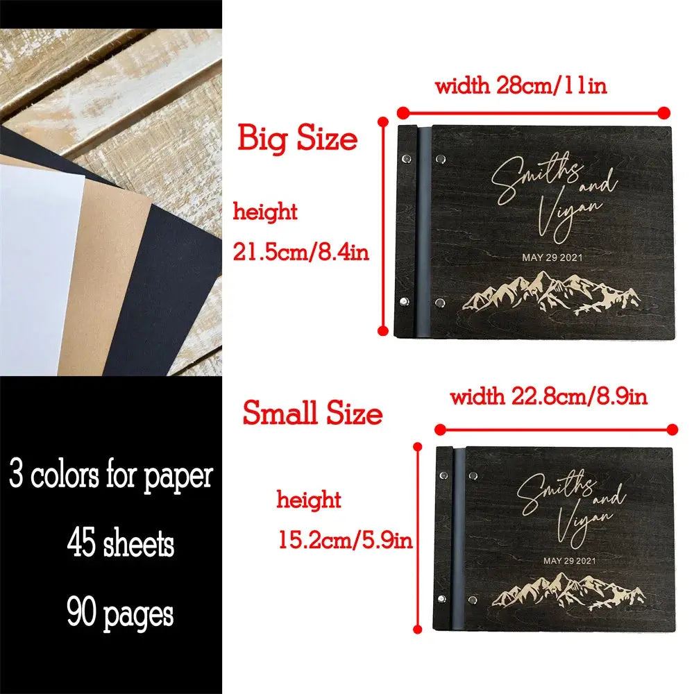 Personalized Guest Book Wedding Album Memory Wooden Adventure Rustic Unique Photo Album For Custom Name Marriage Wedding Gift Good Vibrations