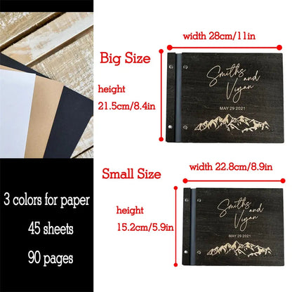 Personalized Guest Book Wedding Album Memory Wooden Adventure Rustic Unique Photo Album For Custom Name Marriage Wedding Gift Good Vibrations