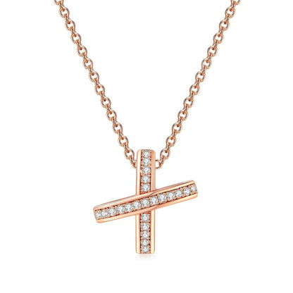X Cross Pendants Necklace for Women Aesthetic Crosses Rose Gold Color Choker Chain on Neck Collar Necklace Fashion Jewelry N205 Good Vibrations