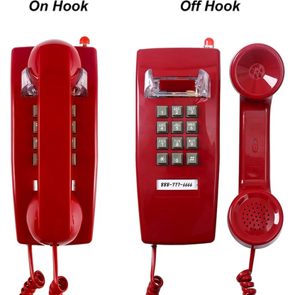 ELECT-2X Wall Phones For Landline With Mechanical Ringing, Single Line 2554 Wall Telephone With Voicemail Indicator,Red Good Vibrations