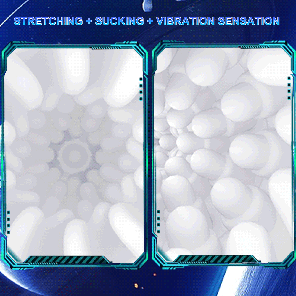 Automatic telescopic masturbation machine showcasing stretching, sucking, and vibration sensations.