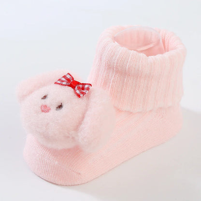 0-6 Months Socks for Newborns Baby Girls Boys Soft Cotton Socks Spring Autumn Cute Cartoon Animal Doll Infant Floor Sock Good Vibrations