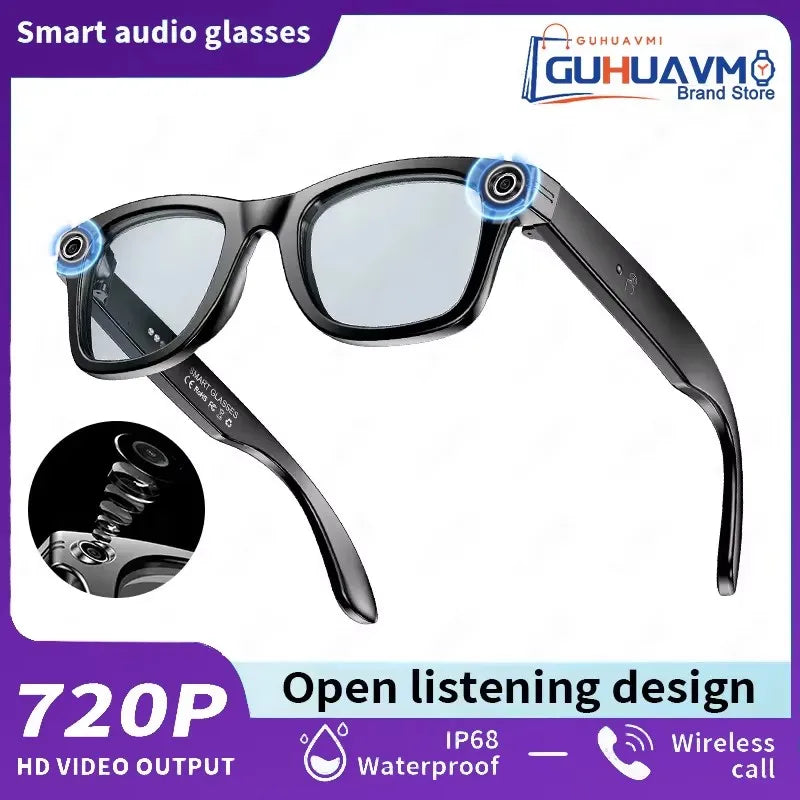 Smart Glasses HD Recording Videos AI Photo Recognition Answer Translation 290mAh Large Battery IP67 Waterproof Bluetooth Glasses Good Vibrations