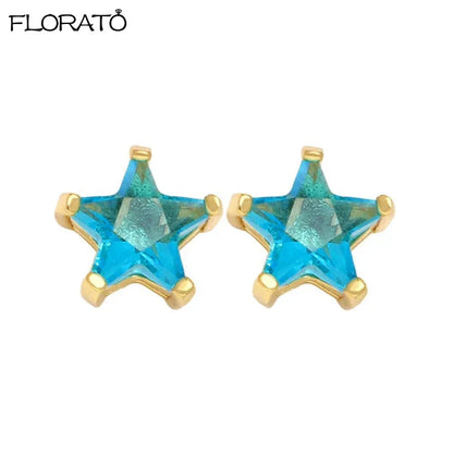 925 Sterling Silver Needle Summer Blue Earrings Trend 18K Gold Hoop Earrings for Women Fashion Puncture Jewelry Ear Accessories Good Vibrations
