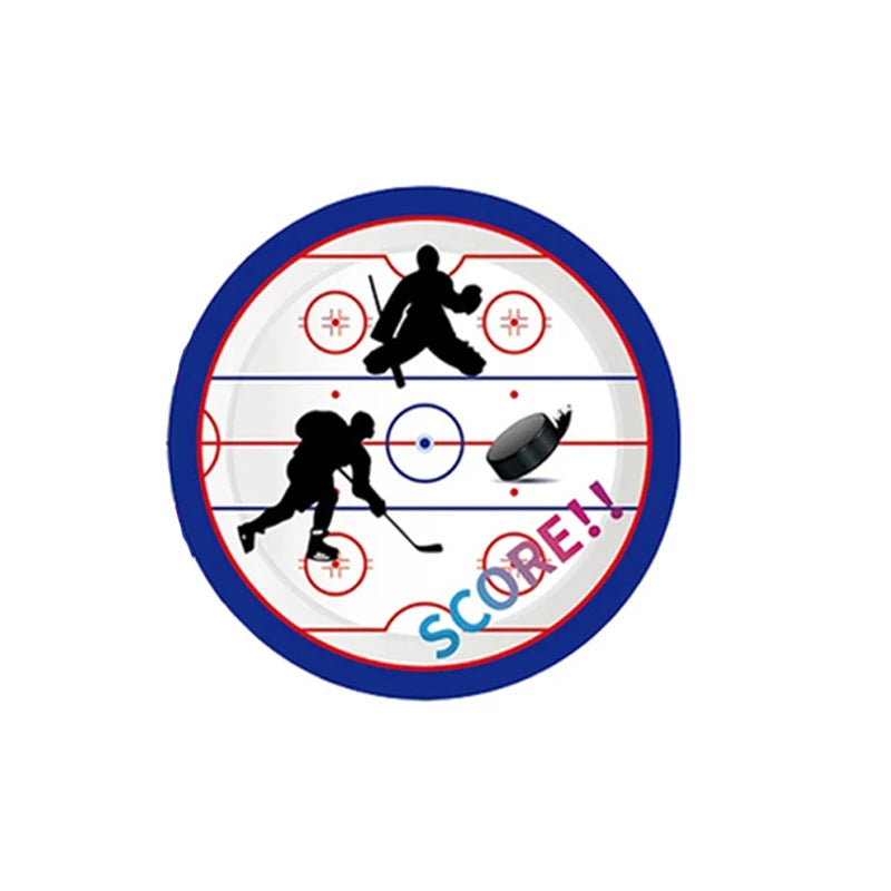 Hockey Themed Birthday Party Decorations Balloons Set Happy Birthday Banner Cake Topper Sports Theme ice hockey Party Supplies Good Vibrations