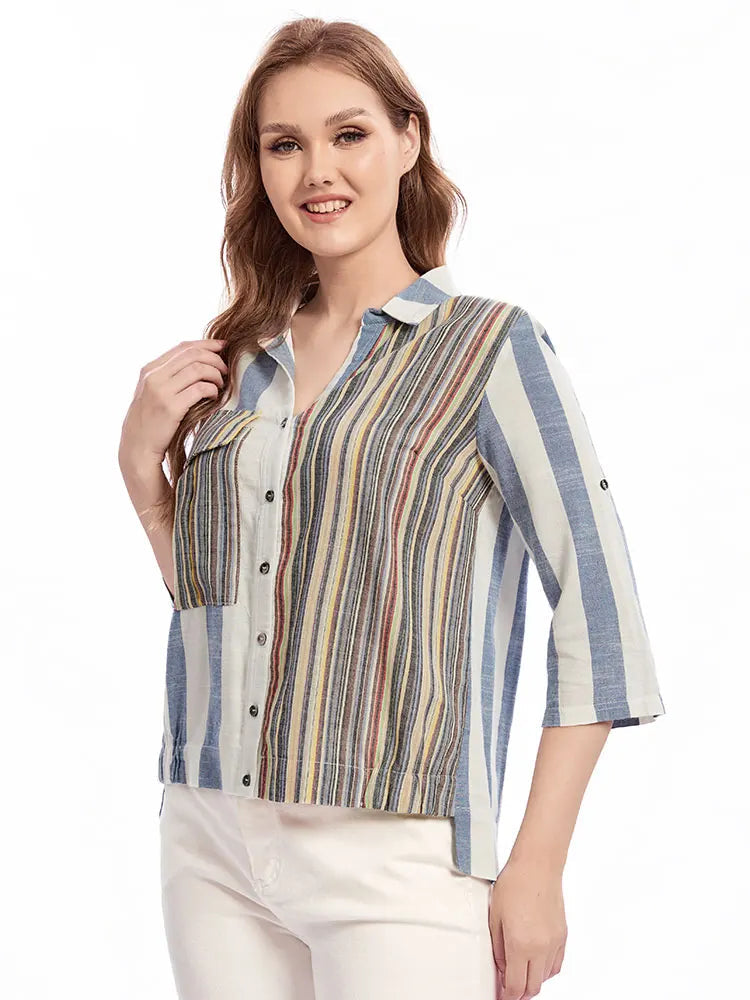 Womens plus size woven lapel shirt belongs to the category of womens clothing Good Vibrations
