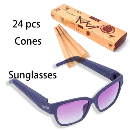 Fashion Sunglasses with Hidden Horn Tube Storage Removable Glasses Holder Rolling Paper Smoking Accessories Good Vibrations Adult Super Store