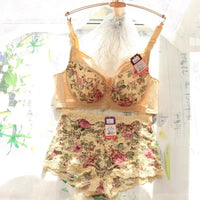 Women's Bra Set Sexy Lace Printed Embroidery Plus Size Full Cup Female Lingerie Suit 34 36 - 48 B C D E F Good Vibrations