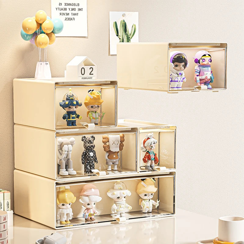 Storage Box with Drawers – Desktop Organizer, Display Case for Collectibles, Office Storage ContainerCustomizable Combination Good Vibrations
