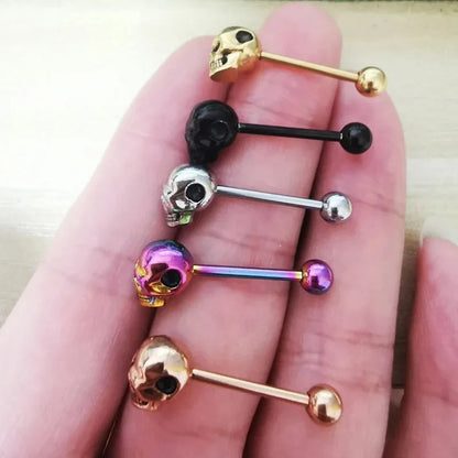 1pc 316L Stainless Steel Tongue Ring for Women Men Simple Round Circle Piercing Tongue Studs White Gold Color Body Jewelry Gift Good Vibrations Adult Super Store