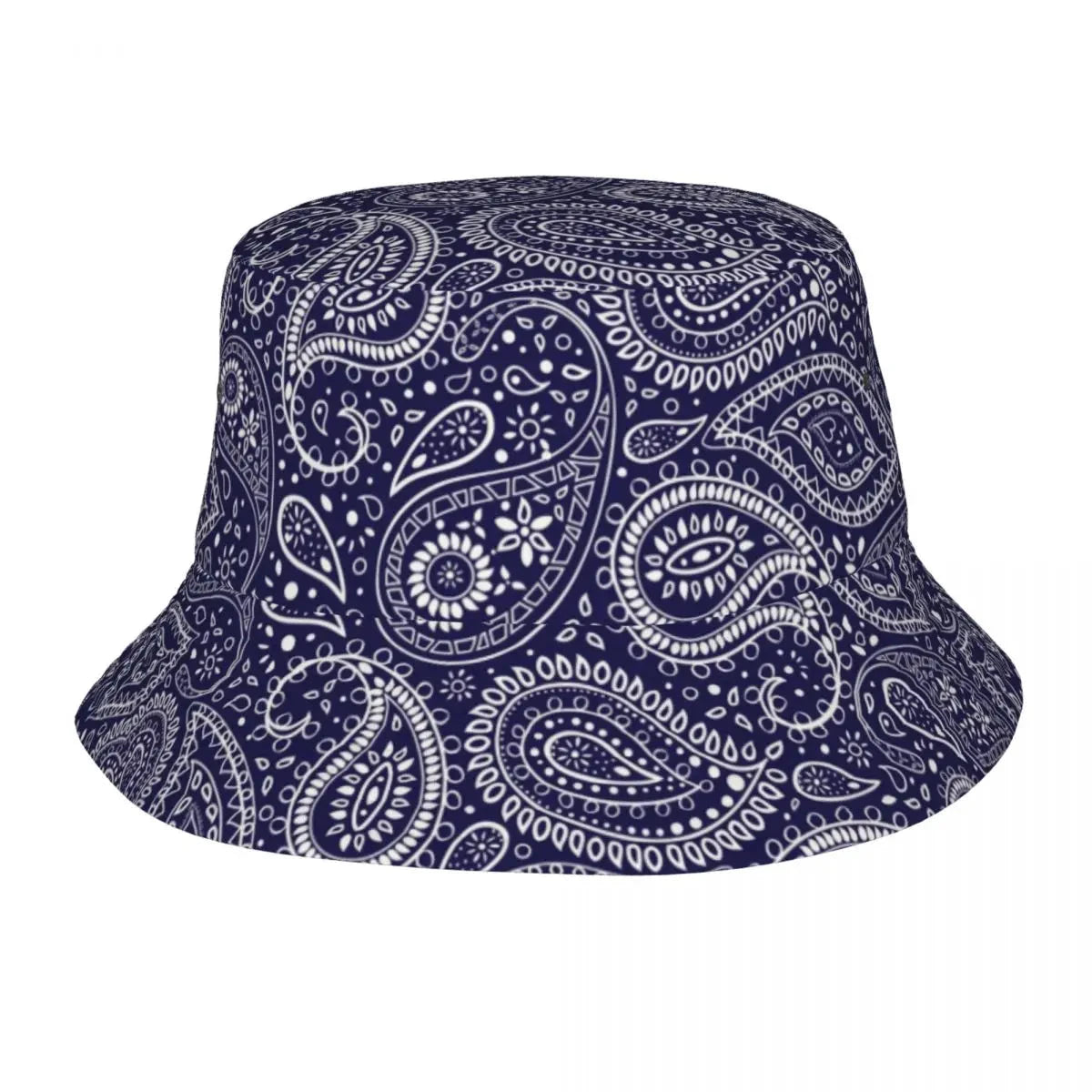 Black Paisley Pattern Bandana Print Bucket Hats Women Men Unisex Trendy Summer Fisherman's Hat Good Vibrations