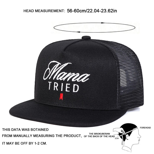 Unisex Mama TRIED Letter Embroidery Hip-hop Net Hat Spring Summer Adjustable Casual Snapback Baseball Caps Outdoor Sunscreen Hat Good Vibrations