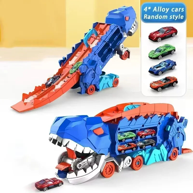 Transport Dinosaur Truck with Foldable into Standing Transforms Sliding Race Track T-rex Best Birthday Gifts Toys Boys And Girls Good Vibrations