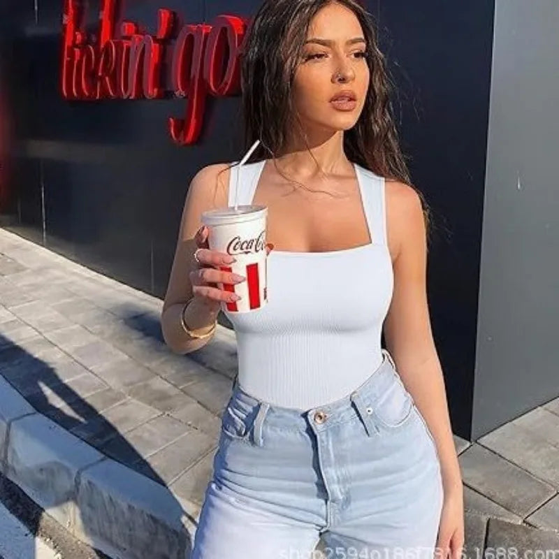 Women Sexy Thread Short Bodysuit Seamless Sleeveless Knited Bodysuit Fitness Yoga Trainning High Elastic Sports Unitard Jumpsuit Good Vibrations