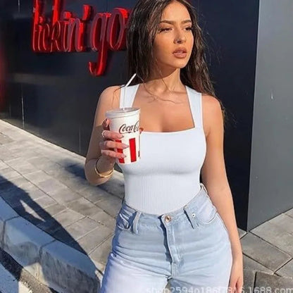 Women Sexy Thread Short Bodysuit Seamless Sleeveless Knited Bodysuit Fitness Yoga Trainning High Elastic Sports Unitard Jumpsuit Good Vibrations