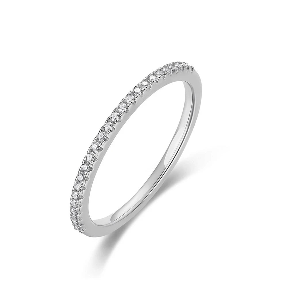 ALLNOEL 2mm Full Eternity Moissanite Wedding Band 925 Sterling Silver D Color VVS1 Stackable Ring For Women Fine Jewelry Good Vibrations