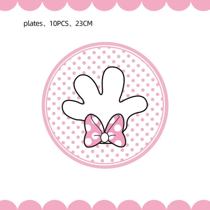 Minnie Mouse Birthday Decoration Disposable Cups Plates Tablecloth Cake Latex Balloon Baby Shower Kids Girls Party Supplies Good Vibrations
