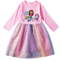 Gabbys Dolhouse Dress Kids Gaby Chat Clothes Baby Girls Long Sleeve Casual Dresses Wedding Party Sequin Birthday Gifts Vestidos Good Vibrations