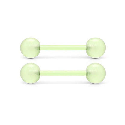2 Pieces 14G 16mm Night Glow Flexible Acrylic Straight Tongue Ring pacifier Ring Fixed Perforated For Woman and Man Good Vibrations